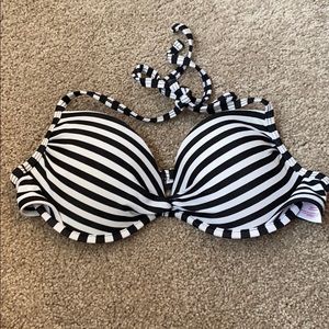 black and white stripped bikini top